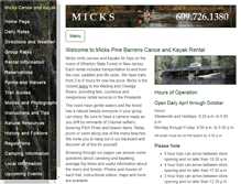 Tablet Screenshot of mickscanoerental.com